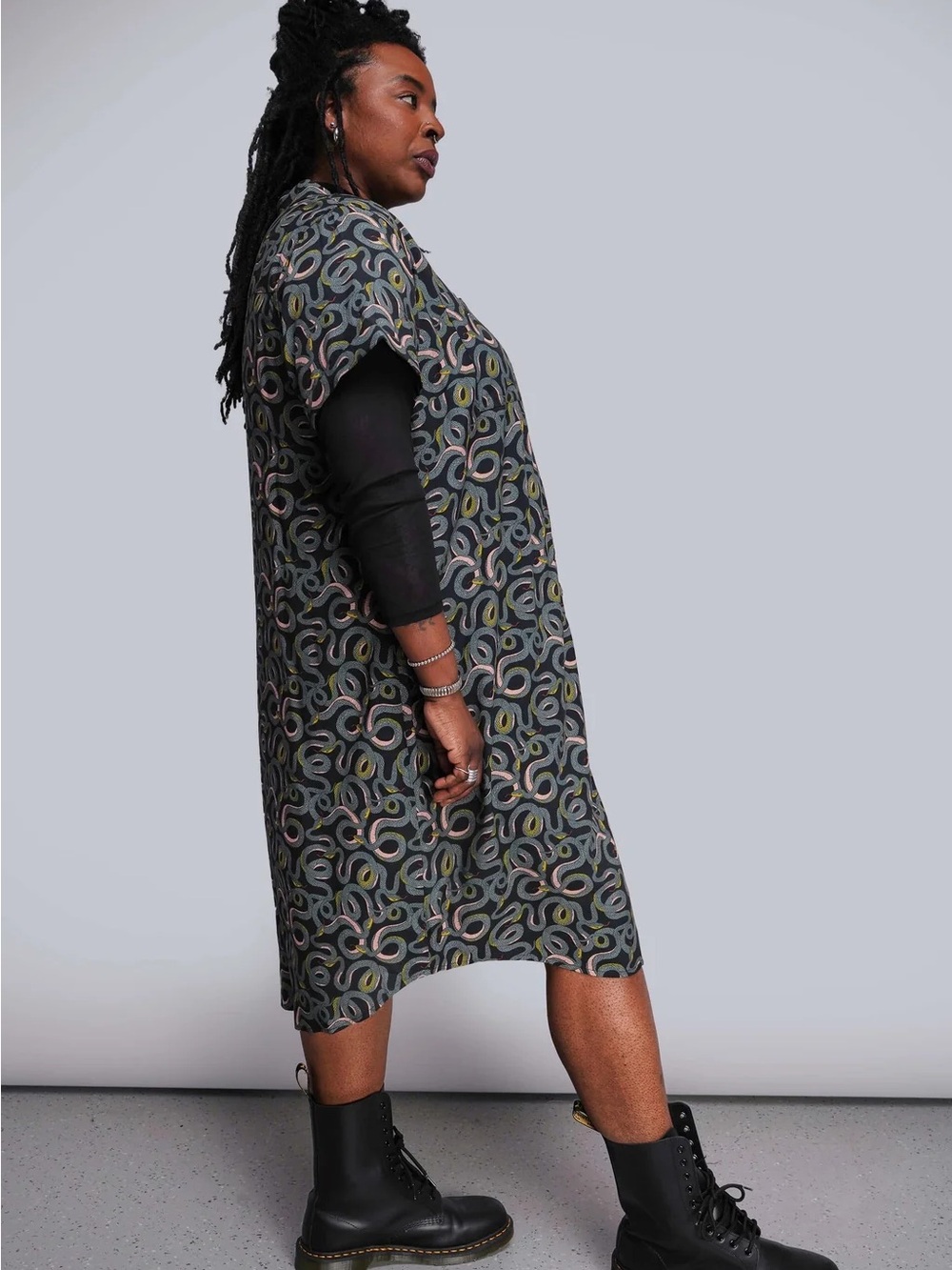 Wildfang Empower Shirt Dress Snake Print - 2XL - NWT - Picture 3 of 5
